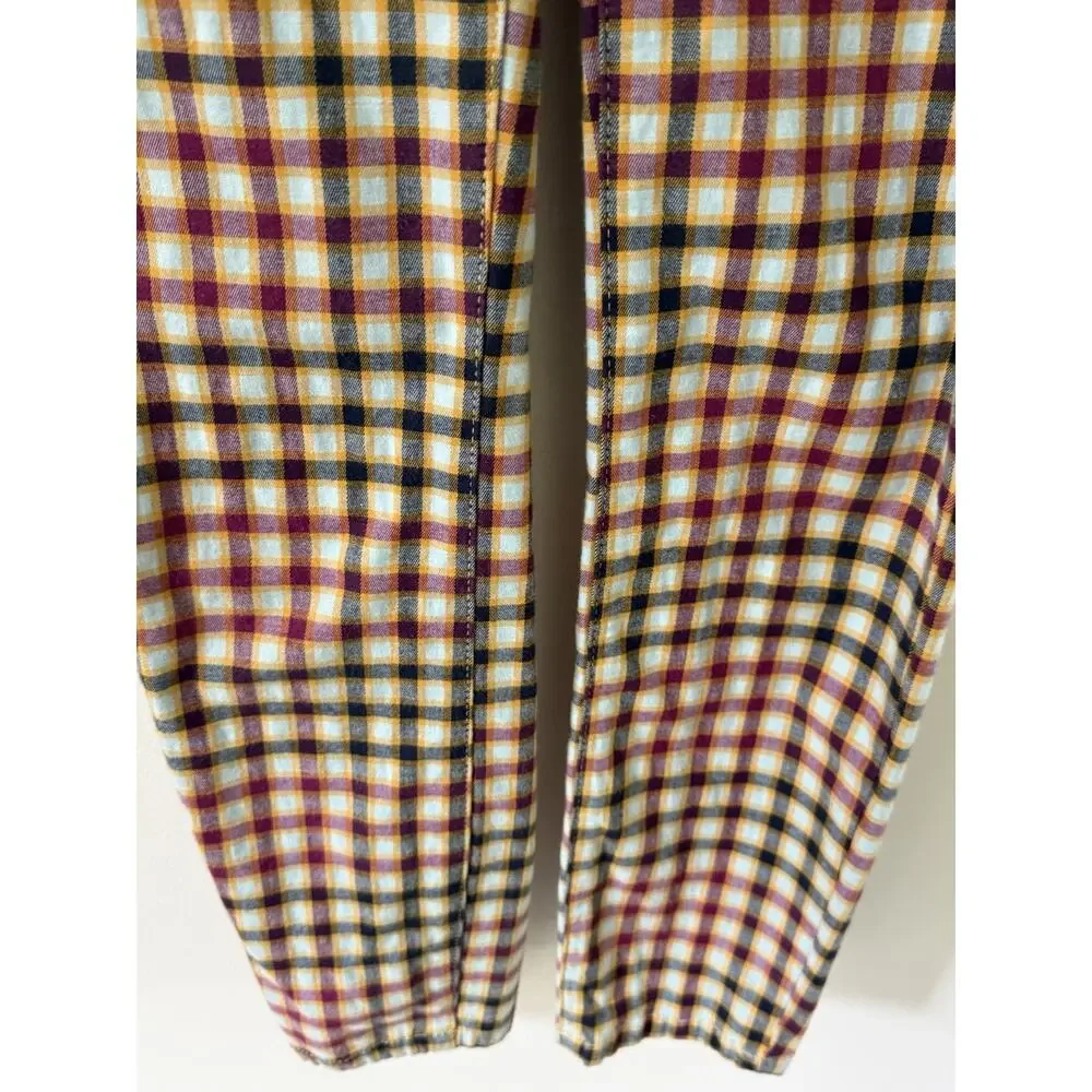 Free People Mint Ella Kick Plaid High Rise Ankle Skinny Trousers Womens Size 25